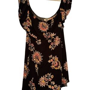 Old Navy Black Off The Shoudler Top with Vibrant Floral Pattern